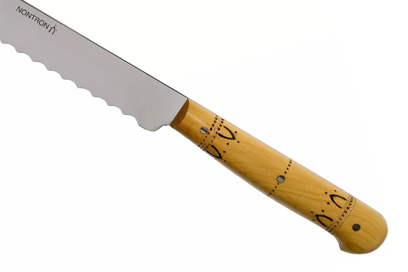 Nontron 87608 bread knife 19cm blade pyrographed boxwood handle