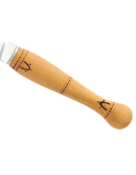 Faca para queijo Nontron 87606 com cabo de buxo pirografado