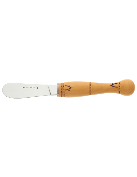 Coltello spargitore Nontron 7605, lama da 7 cm, manico in bosso pirografato