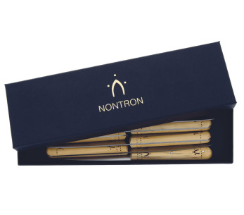 Caixa de 6 facas de mesa/escritório Nontron 87600 com lâmina de 10 cm e cabo pirografado 2