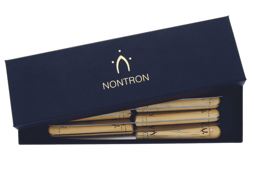 Box of 6 Nontron 87600 table/office knives 10cm blade pyrographed handle