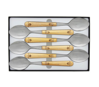 Set van 6 Nontron tafellepels 87602 rond buxushout handvat 20cm 2