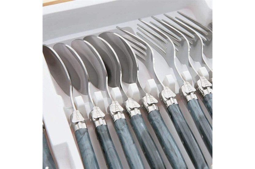 besteckset Laguiole 24-teilig Grau Flamme Pradel Excellence