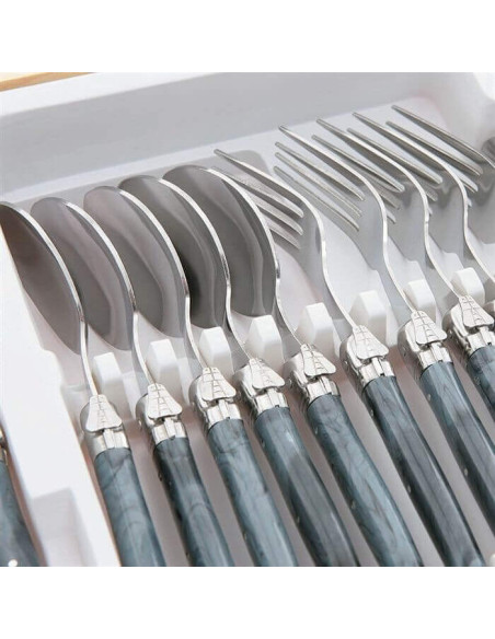 besteckset Laguiole 24-teilig Grau Flamme Pradel Excellence
