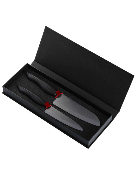 Caixa de oferta KYOCERA com 2 facas de cerâmica topo de gama com lâminas pretas