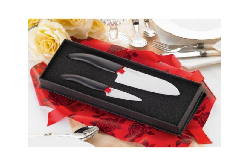 Geschenkset 2 Kyocera Keramikmesser mit weißen Klingen