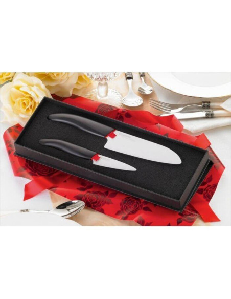 Geschenkset 2 Kyocera Keramikmesser mit weißen Klingen