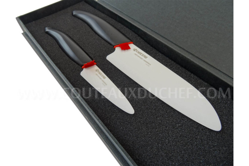 KYOCERA gift box 2 ceramic knives, white blades, black handle