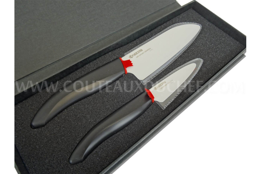 KYOCERA gaveeske 2 keramiske kniver, hvite blad, svart skaft