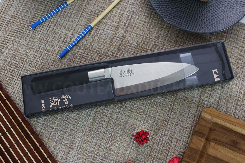 KAI Wasabi Negro Cuchillo japonés Deba 15cm hoja