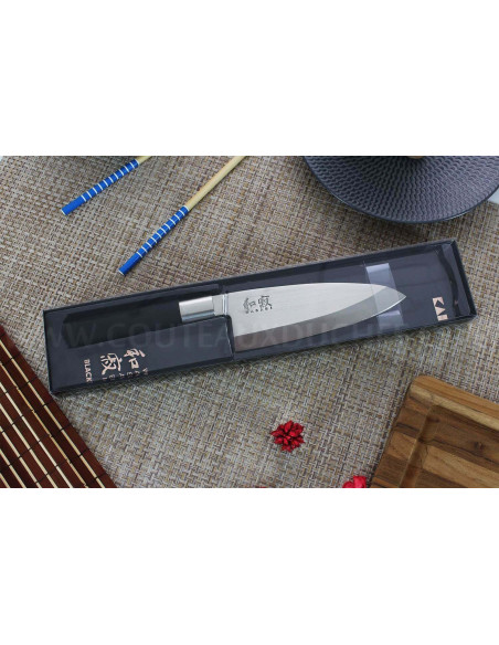 KAI Wasabi Negro Cuchillo japonés Deba 15cm hoja