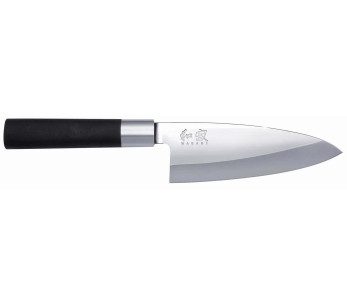 Faca japonesa Deba preta KAI Wasabi com 15 cm de lâmina