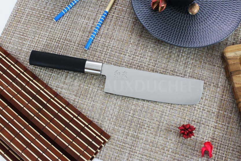 nakiri-kniv japonais KAI Wasabi Sort flad 16,5 cm