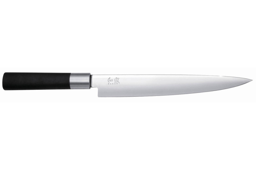 KAI Wasabi Faca de presunto japonesa preta com 23 cm de lâmina