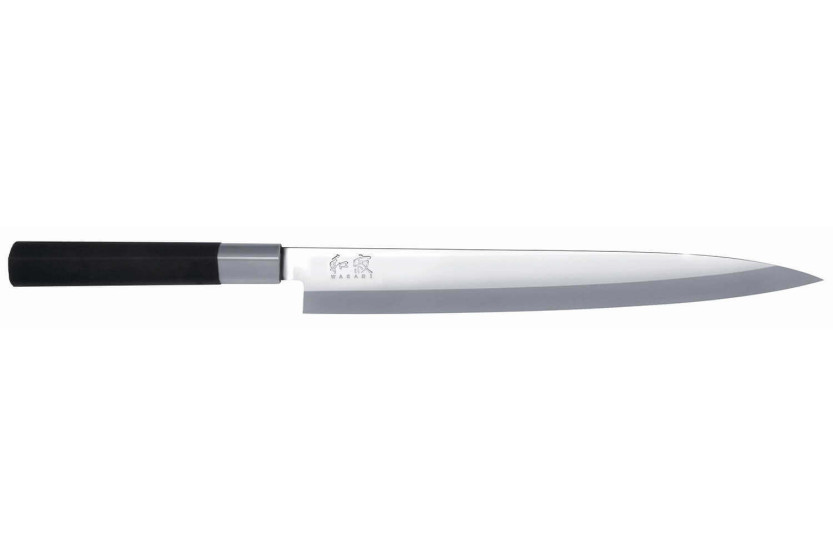 KAI Wasabi Faca japonesa Faca yanagiba preta com 24 cm de lâmina
