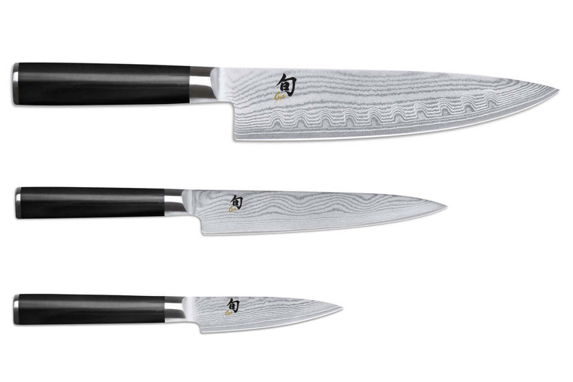 Sæt med 3 japanske Kai Shun Damaskus-knive
