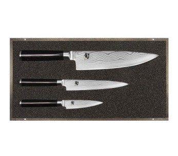 Set om 3 Kai Shun Damaskus japanska knivar