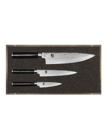 Set of 3 Kai Shun Damascus japanese knives