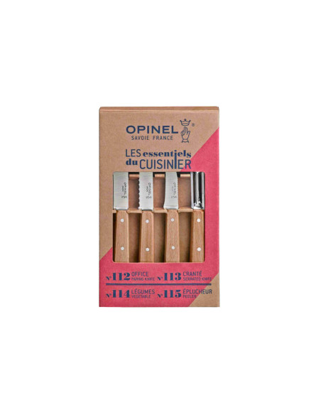 Conjunto de 4 facas Opinel Les Essentiels com cabo em madeira de faia