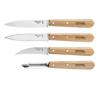 Conjunto de 4 facas Opinel Les Essentiels com cabo em madeira de faia