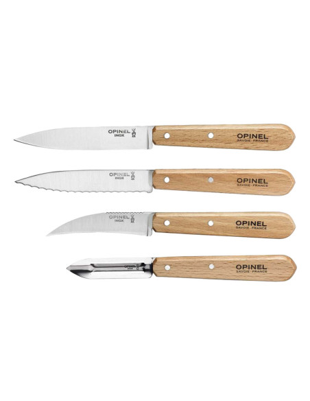 Conjunto de 4 facas Opinel Les Essentiels com cabo em madeira de faia