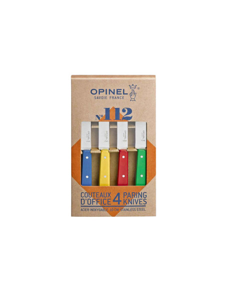 Set of 4 Opinel paring knives with colored handles