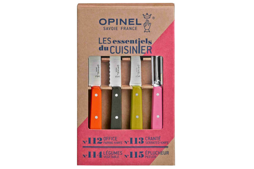 Conjunto de 4 facas Opinel Les Essentiels dos anos 50 com cabos coloridos