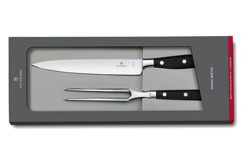 Sæt Victorinox Grand Maître smedet forskærerkniv + kødgaffel
