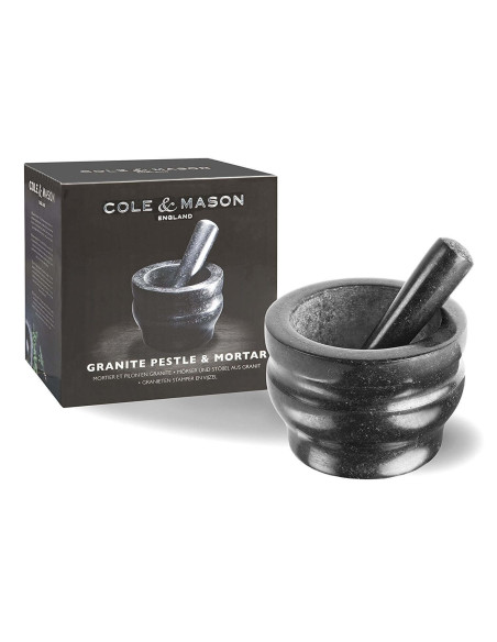 Cole & Mason vijzel en stamper in elegant zwart graniet - Diameter 14cm