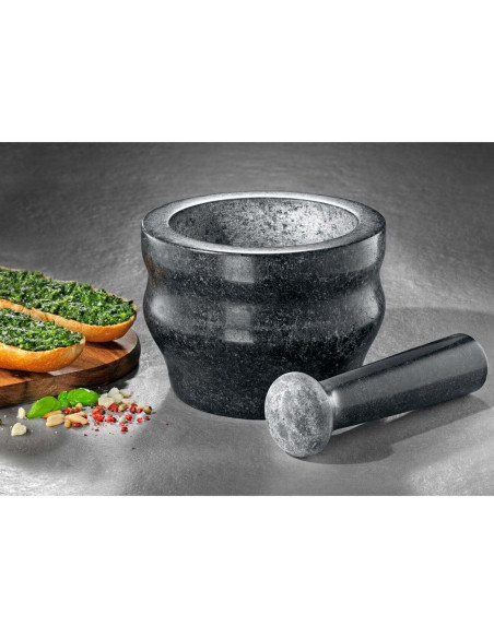 Cole & Mason Mörser und Stößel aus elegantem schwarzen Granit - Durchmesser 14cm
