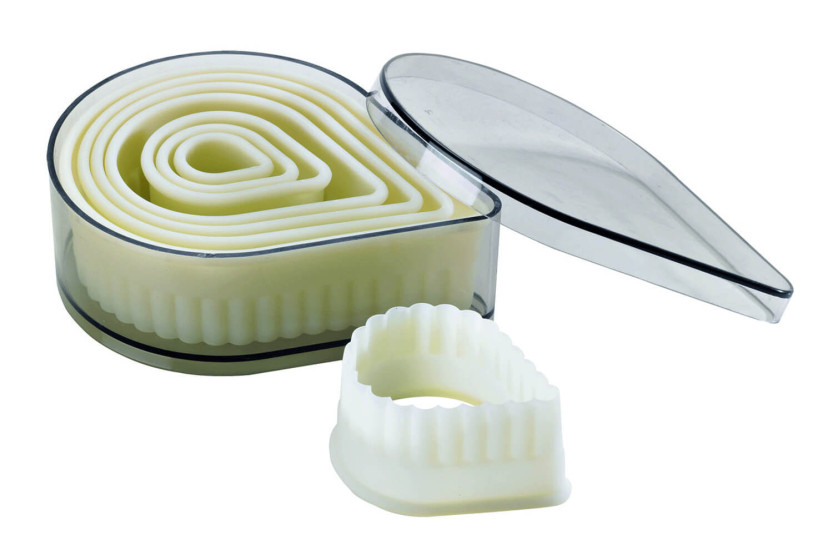 Set med 8 professionella räfflade droppformade avbitartänger i polyglas