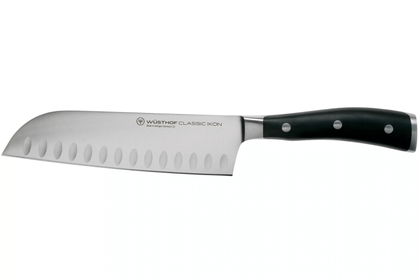 Wüsthof Classic Ikon taottu santokuveitsi 17cm, jossa on granton-terä