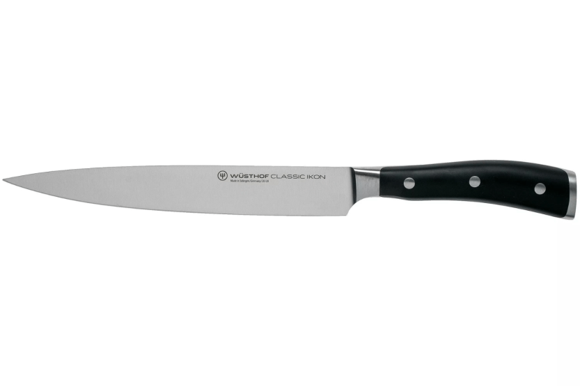 Conjunto de 3 facas forjadas Wüsthof Classic Ikon - escritório 9cm + tranchelard 20cm + chef 20cm