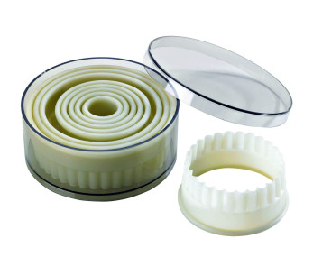 Set med 9 professionella runda räfflade skär i polyglas