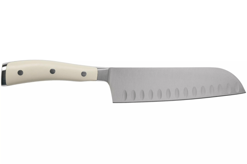 Wüsthof Classic Ikon hvit smidd santoku-kniv 17 cm med granton-eggblad