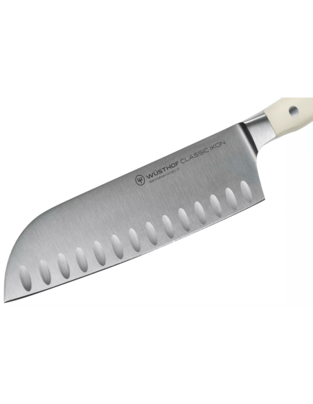 Wüsthof Classic Ikon hvid smedet santoku-kniv 17 cm med granton-kantblad
