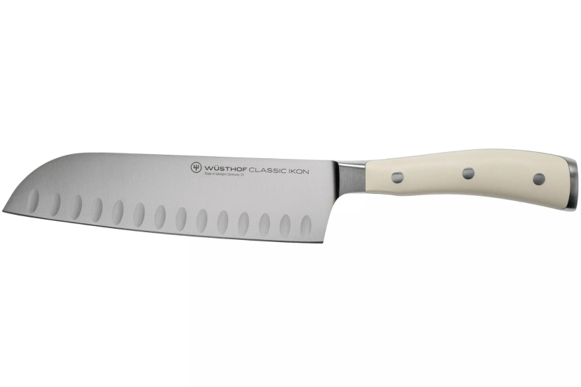 Wüsthof Classic Ikon white forged santoku knife 17cm with granton edgeblade