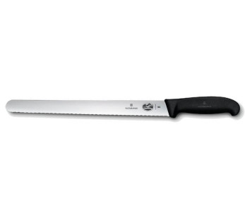 Victorinox kinkkuveitsi - 36 cm sahalaitainen terä - musta fibrox-kahva