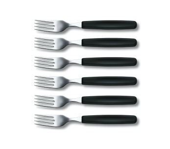 Set von 6 Victorinox Swiss Classic Stahlgabeln mit schwarzem Griff