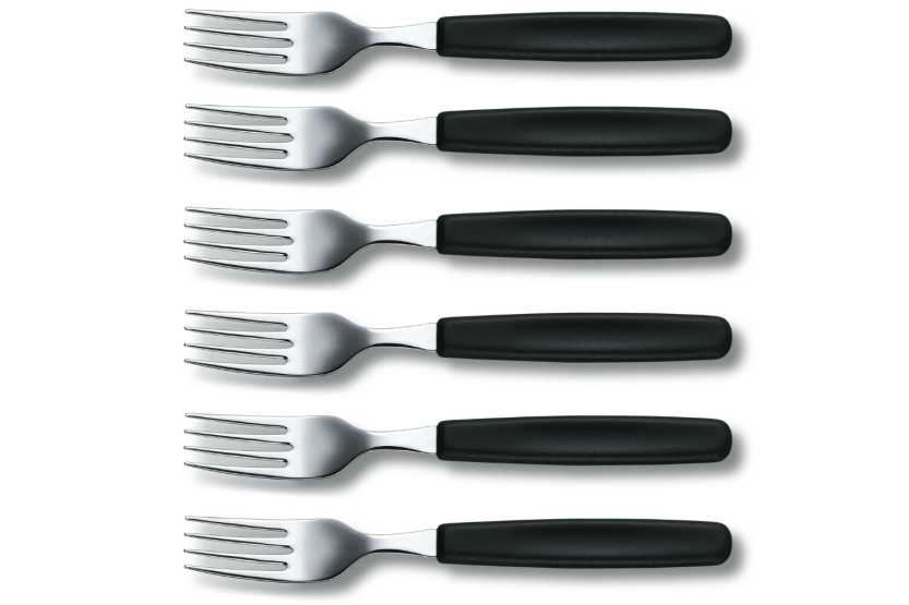 Set von 6 Victorinox Swiss Classic Stahlgabeln mit schwarzem Griff