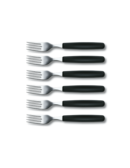 Sett med 6 Victorinox Swiss Classic stålgafler med svart håndtak