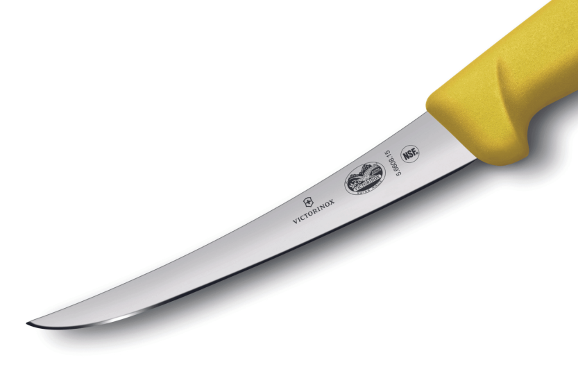 Victorinox utbeiningskniv 5.6608.15 reversert blad 15cm fibrox håndtak gul