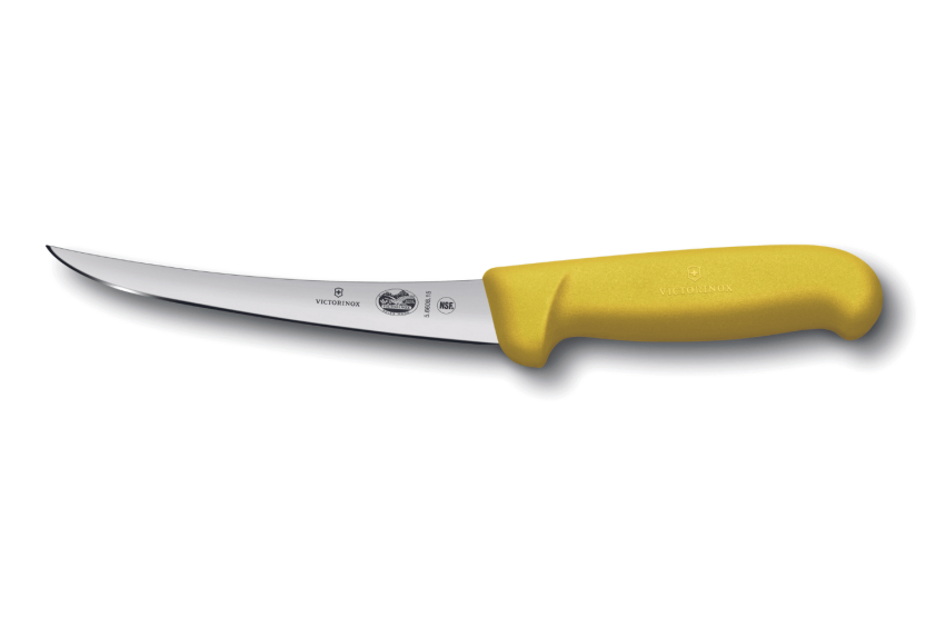 Victorinox utbeiningskniv 5.6608.15 reversert blad 15cm fibrox håndtak gul