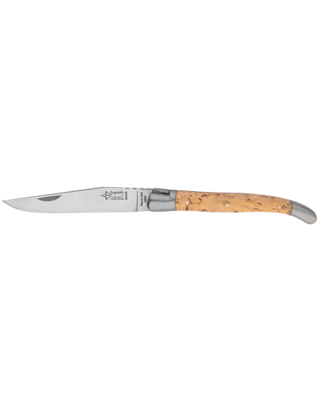 G.DAVID 4512 Cuchillo de ballesta plegable Laguiole con mango de madera de abedul y dos virolas de acero inoxidable mate