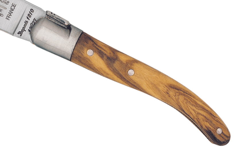 G.DAVID 8308 Laguiole Arbalète foldekniv med håndtag i oliventræ og bolster i mat rustfrit stål