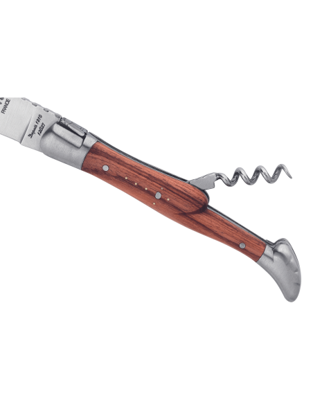 G.DAVID 4272 Laguiole Faca dobrável Arbalète Faca dobrável 12cm Cabo em pau-rosa + Mitraem aço inoxidável + saca-rolhas