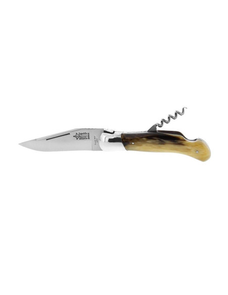 G.DAVID Laguiole Arbalète foldekniv 12 cm med skaft i blondt horn + korketrekker