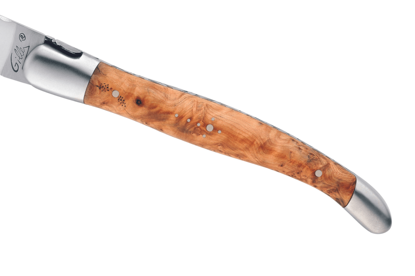 GILLES 5612 Coltello pieghevole Laguiole con manico in legno di ginepro di 12 cm e bolster opaco