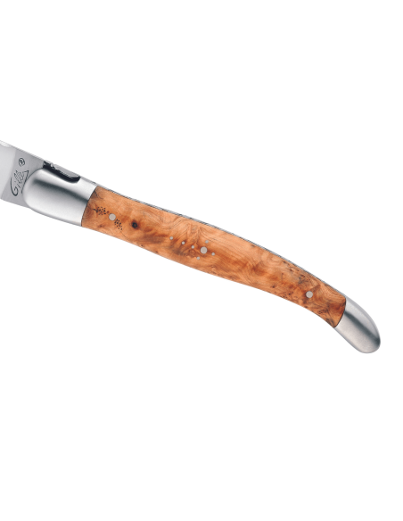 GILLES 5612 Coltello pieghevole Laguiole con manico in legno di ginepro di 12 cm e bolster opaco