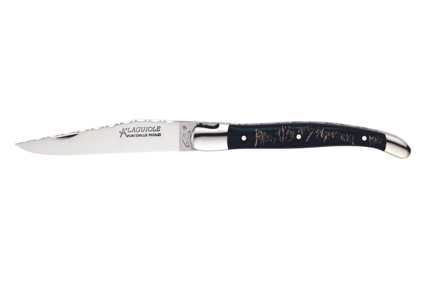 GILLES 5692 Laguiole Vouwmes 12cm buffelhoorn heft met gepolijst roestvrij staal Bolster